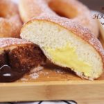 日式炸甜麵包配雲呢拿吉士及朱古力吉士