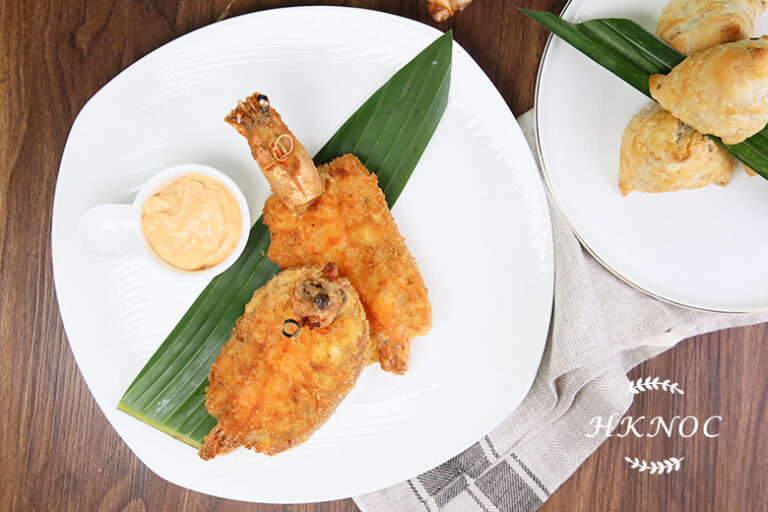 香辣千島醬大蝦多士拼牛肉咖哩角