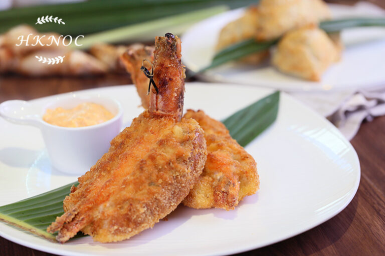 香辣千島醬大蝦多士拼牛肉咖哩角