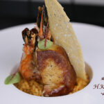 煎大蝦拼鴨肝配蝦準意大利飯