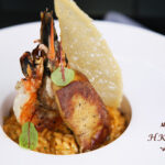 煎大蝦拼鴨肝配蝦準意大利飯