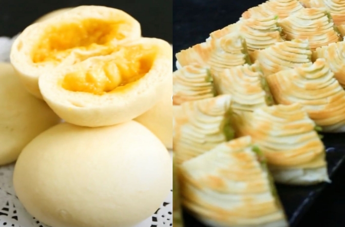 實習：酥皮蘿蔔絲餅（6個）+黃金流沙包（6個）